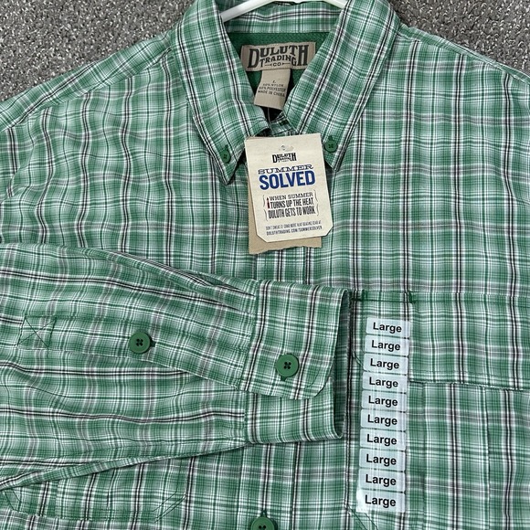 Duluth Pack Other - Duluth Trading Armachillo Cooling Shirt Men's Large NWT Green Plaid Long Sleeve